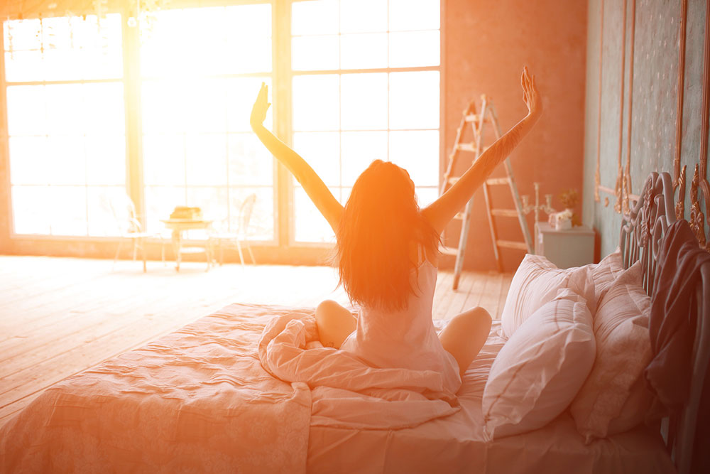 woman waking up