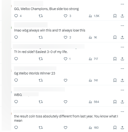 Khán giả tranh luận về kết quả tung đồng xu và nhận ra T1 năm nay tung đồng xu toàn thua, khác hoàn toàn so với CKTG 2022 Khán giả tranh luận về kết quả tung đồng xu và nhận ra T1 năm nay tung đồng xu toàn thua, khác hoàn toàn so với CKTG 2022