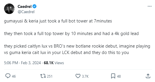 BLV Caedrel nhận định màn thể hiện hoàn hảo của Gumayusi - Keria có thể khiến các đàn em "sang chấn" khi họ quá nghiêm túc và hủy diệt mọi thứ BLV Caedrel nhận định màn thể hiện hoàn hảo của Gumayusi - Keria có thể khiến các đàn em "sang chấn" khi họ quá nghiêm túc và hủy diệt mọi thứ