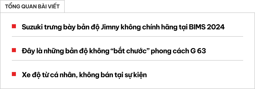 Các bản độ Suzuki Jimny này có thể khiến khách Việt quên ngay phong cách G 63: Nhiều đồ chơi cho dân mê off-road, phượt - Ảnh 1. Các bản độ Suzuki Jimny này có thể khiến khách Việt quên ngay phong cách G 63: Nhiều đồ chơi cho dân mê off-road, phượt - Ảnh 1.