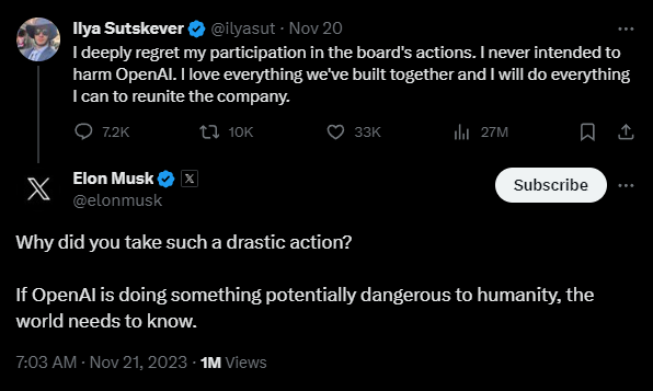 Nghi vấn nội bộ OpenAI lục đục vì phát triển công nghệ có tiềm năng gây hại, Elon Musk cũng tham gia bình luận- Ảnh 5. Nghi vấn nội bộ OpenAI lục đục vì phát triển công nghệ có tiềm năng gây hại, Elon Musk cũng tham gia bình luận- Ảnh 5.