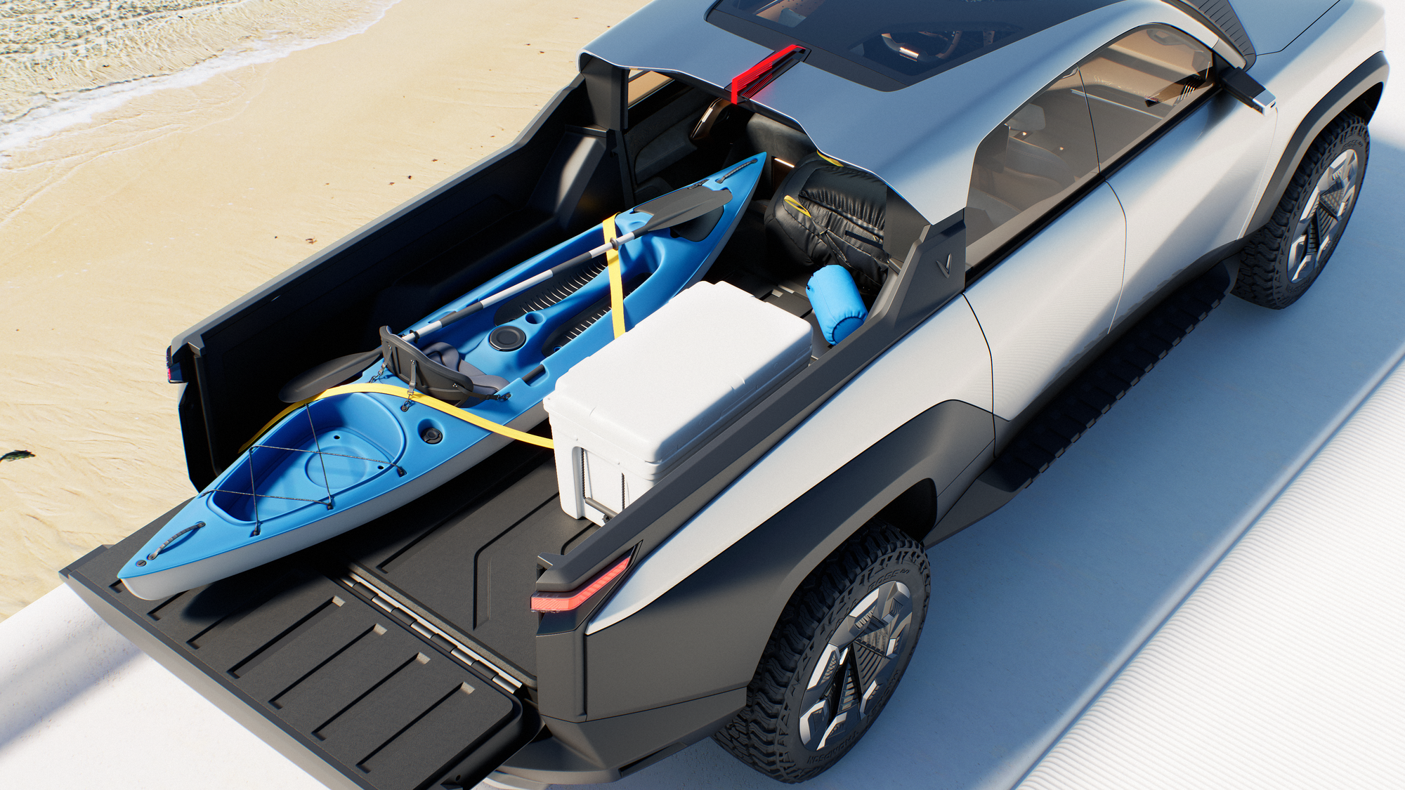 Bán tải VinFast bất ngờ lăn bánh tại triển lãm: Có thực sự là 'xe mô hình'?- Ảnh 6. Bán tải VinFast bất ngờ lăn bánh tại triển lãm: Có thực sự là 'xe mô hình'?- Ảnh 6.