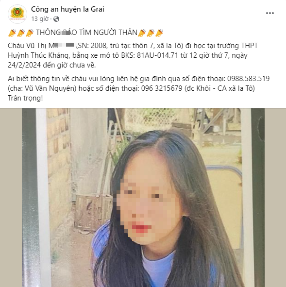 Nữ sinh 16 tuổi mất tích bí ẩn: Điều tra hành vi giao cấu với người chưa thành niên- Ảnh 1. Nữ sinh 16 tuổi mất tích bí ẩn: Điều tra hành vi giao cấu với người chưa thành niên- Ảnh 1.