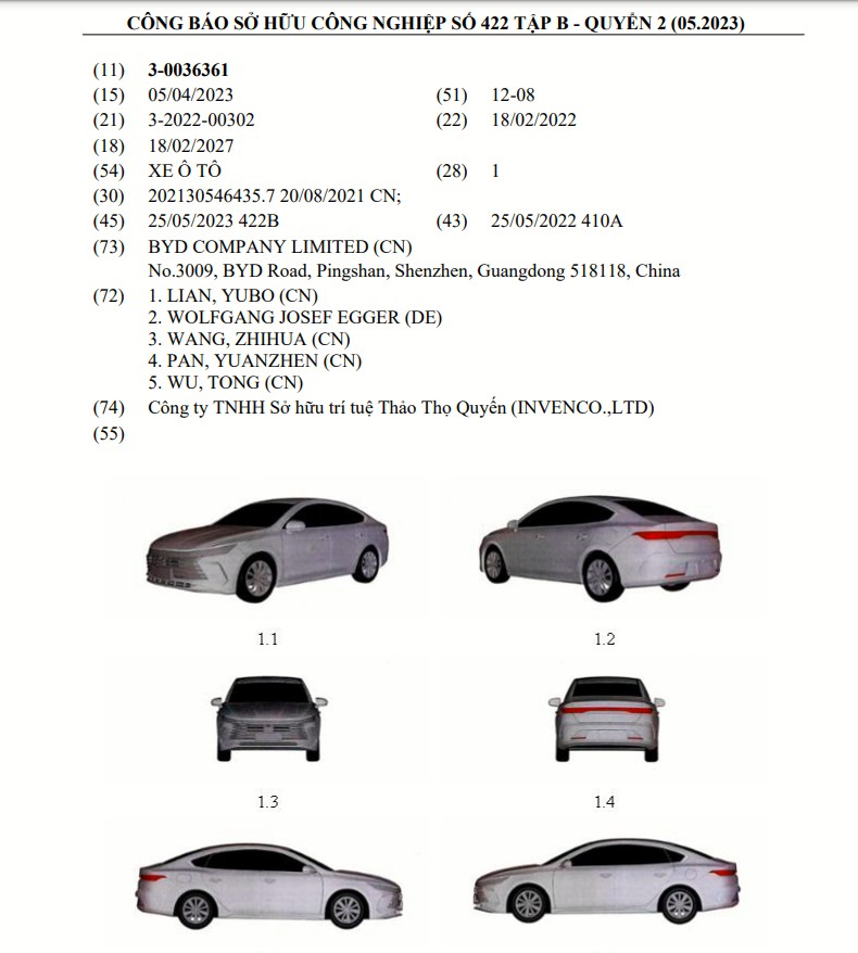 BYD tiếp tục đăng ký bảo hộ kiểu dáng cho Destroyer 05 và Cruiser 05, có thể bán tại Việt Nam