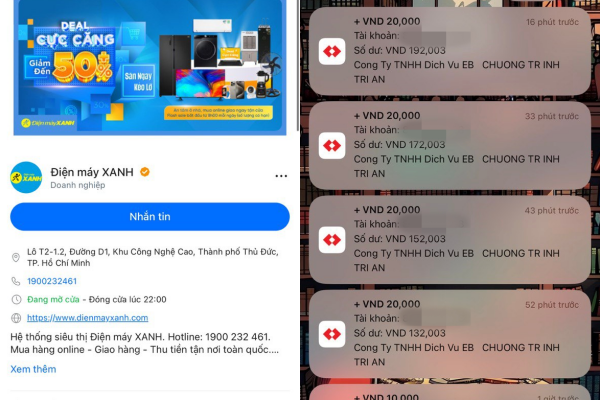 Lừa đảo "Quà tặng Điện máy Xanh": Mải cười vì nhận được 500 nghìn, nạn nhân không biết tiền tỷ bị moi hết- Ảnh 1. Lừa đảo "Quà tặng Điện máy Xanh": Mải cười vì nhận được 500 nghìn, nạn nhân không biết tiền tỷ bị moi hết- Ảnh 1.