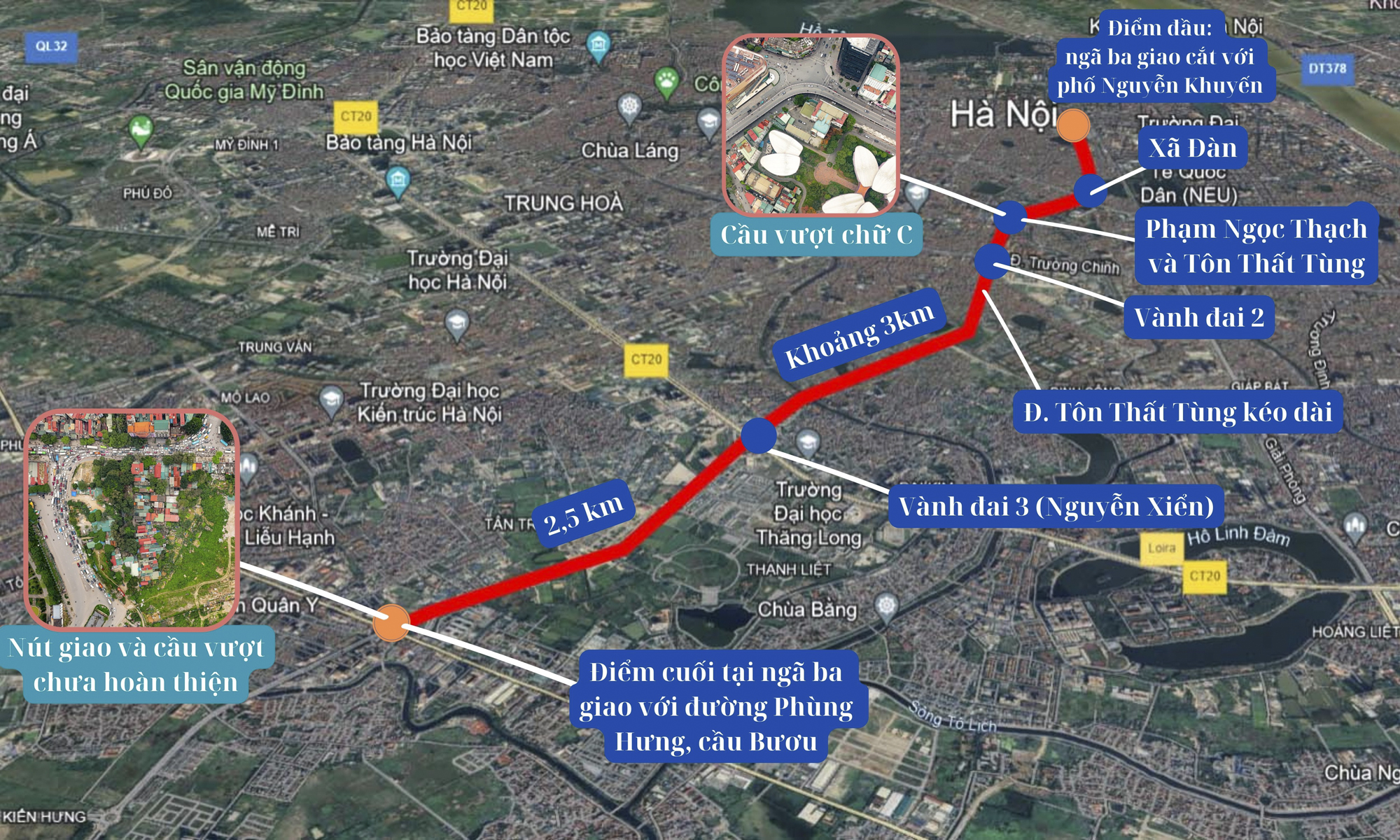 Hà Nội: Trục hướng tâm dài hơn 10 km, có đại lộ rộng 50 m, có cầu vượt chữ C nhưng ít người biết đến- Ảnh 2.