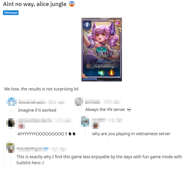 "Tà giáo" Alice đi rừng của Việt Nam khiến cộng đồng Liên Quân quốc tế khóc thét - Ảnh 3. "Tà giáo" Alice đi rừng của Việt Nam khiến cộng đồng Liên Quân quốc tế khóc thét - Ảnh 3.