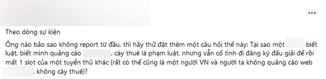 Nhưng bản thân N6M biết luật, phạm luật và vẫn đi tham gia đăng ký đánh giải ngay từ đầu