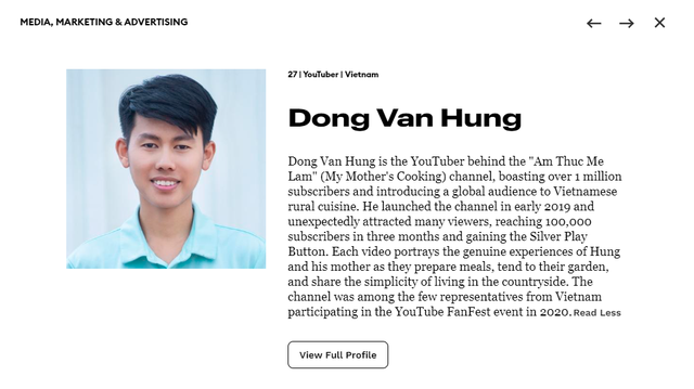 "YouTuber đồng quê" Việt Nam lọt top Forbes 30 Under 30 châu Á- Ảnh 1. "YouTuber đồng quê" Việt Nam lọt top Forbes 30 Under 30 châu Á- Ảnh 1.