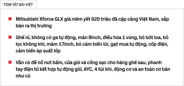 Ảnh thực tế Mitsubishi Xforce base giá 620 triệu vừa về Việt Nam: Mâm nhỏ, ghế nỉ, lược bớt tiện nghi so với bản cao - Ảnh 1.