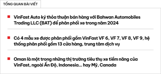 VinFast chơi lớn ở Trung Đông: Sắp bán loạt xe tại quốc gia 'chơi' siêu xe top thế giới, tính mở 13 cửa hàng, xưởng dịch vụ - Ảnh 1. VinFast chơi lớn ở Trung Đông: Sắp bán loạt xe tại quốc gia 'chơi' siêu xe top thế giới, tính mở 13 cửa hàng, xưởng dịch vụ - Ảnh 1.