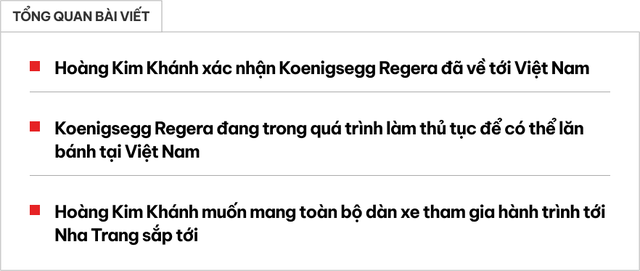 Livestream khoe dàn xe khủng, Hoàng Kim Khánh chia sẻ: Koenigsegg Regera đã về, sẽ sớm đưa tất cả 'xế cưng' đi tour tới Nha Trang - Ảnh 1. Livestream khoe dàn xe khủng, Hoàng Kim Khánh chia sẻ: Koenigsegg Regera đã về, sẽ sớm đưa tất cả 'xế cưng' đi tour tới Nha Trang - Ảnh 1.