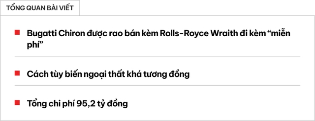 Rao bán Bugatti Chiron, chủ xe 'tặng kèm' Rolls-Royce Wraith tùy biến tương ứng - Ảnh 1. Rao bán Bugatti Chiron, chủ xe 'tặng kèm' Rolls-Royce Wraith tùy biến tương ứng - Ảnh 1.