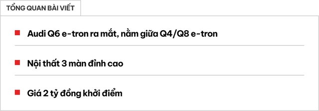 Audi Q6 e-tron 2025 ra mắt, khai mở một phần ngôn ngữ thiết kế mới - Ảnh 1. Audi Q6 e-tron 2025 ra mắt, khai mở một phần ngôn ngữ thiết kế mới - Ảnh 1.