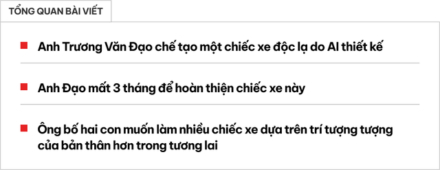 Làm xe theo phong cách độc lạ, ông bố trẻ chia sẻ: 'Mất 3 tháng hoàn thiện, dùng AI thiết kế' - Ảnh 1.