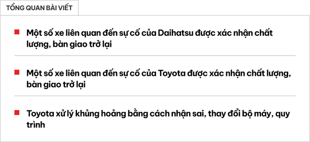 Loạt xe Toyota liên quan đến bất thường của Daihatsu thoát ‘án treo’: Đã đạt tiêu chuẩn sản xuất, giao xe trở lại - Ảnh 1.