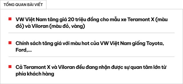 Thực hư VW Viloran và Teramont X tăng giá 20 triệu đồng: Chỉ áp dụng cho màu sơn hot giống Toyota và Ford - Ảnh 1.