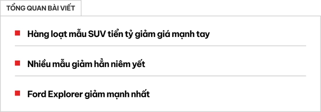 Hàng loạt SUV 7 chỗ tìm cách xả hàng: Nhiều mẫu giảm niêm yết, có mẫu giảm tới hơn 400 triệu - Ảnh 1. Hàng loạt SUV 7 chỗ tìm cách xả hàng: Nhiều mẫu giảm niêm yết, có mẫu giảm tới hơn 400 triệu - Ảnh 1.