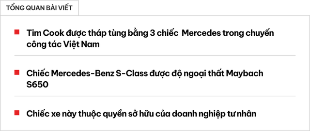 Soi dàn xe hộ tống Tim Cook trong chuyến công tác Việt Nam: Đều đến từ Mercedes, từng được Khoa Pug trải nghiệm - Ảnh 1. Soi dàn xe hộ tống Tim Cook trong chuyến công tác Việt Nam: Đều đến từ Mercedes, từng được Khoa Pug trải nghiệm - Ảnh 1.