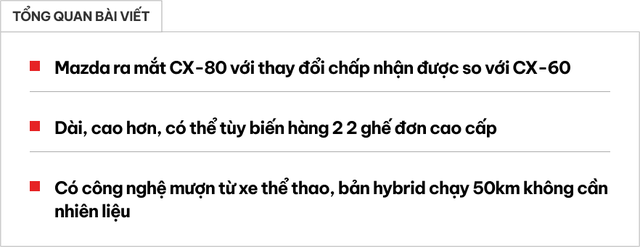 Mazda CX-80 chính thức chào sân: Thế chân trực tiếp Mazda CX-8, nhắm đối đầu X5, Q7, GLE - Ảnh 1.