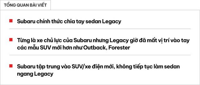 Subaru Legacy từng có mặt tại Việt Nam bị khai tử sau 36 năm tồn tại - Ảnh 1. Subaru Legacy từng có mặt tại Việt Nam bị khai tử sau 36 năm tồn tại - Ảnh 1.