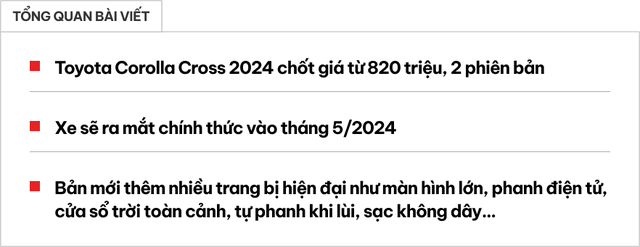 Toyota Corolla Cross 2024 giá từ 820 triệu tại Việt Nam: Màn hình to, phanh điện tử, 'đồ chơi' hiện đại không kém xe Hàn - Ảnh 1. Toyota Corolla Cross 2024 giá từ 820 triệu tại Việt Nam: Màn hình to, phanh điện tử, 'đồ chơi' hiện đại không kém xe Hàn - Ảnh 1.