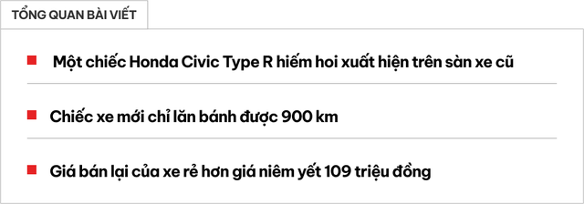 Lấy chiếc Honda Civic Type R này, bạn sẽ tiết kiệm 400 triệu so với mua ‘đập hộp’, người bán khẳng định xe mới lăn bánh 900km- Ảnh 1.