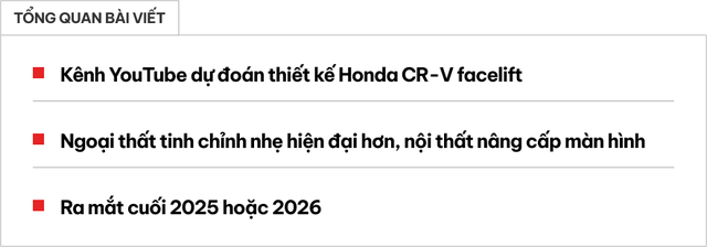 Dự đoán thiết kế Honda CR-V facelift 2025 - Ảnh 1. Dự đoán thiết kế Honda CR-V facelift 2025 - Ảnh 1.