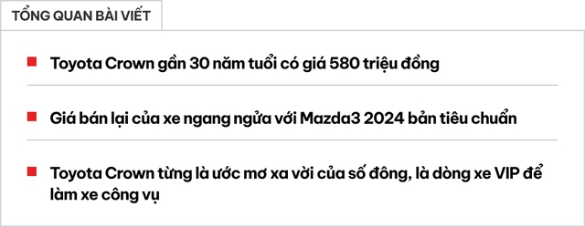 Xe Chủ tịch Toyota Crown gần 30 năm tuổi vẫn có giá ngang Mazda3 đời mới, người bán khẳng định: 'Hàng chuẩn từ ngoài vào trong'- Ảnh 1.