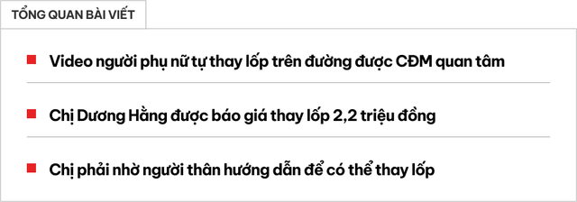 Xe cán đinh phải nằm đường, nữ tài xế quyết tự thay lốp dự phòng chứ không để cứu hộ 'chặt chém' - Ảnh 1.