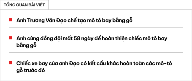 Ông bố 9x mất gần 2 tháng chế tạo mô tô bay bằng gỗ: - Ảnh 1.