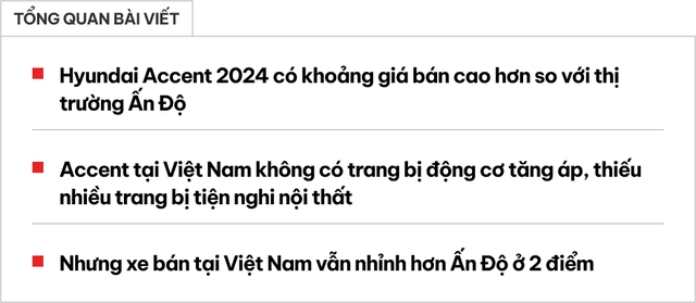 Hyundai Accent 2024 tại Việt Nam khác biệt thế nào so với Ấn Độ: Không có động cơ turbo, thiếu nhiều trang bị tiện nghi nhưng vẫn nhỉnh hơn ở 2 điểm- Ảnh 1. Hyundai Accent 2024 tại Việt Nam khác biệt thế nào so với Ấn Độ: Không có động cơ turbo, thiếu nhiều trang bị tiện nghi nhưng vẫn nhỉnh hơn ở 2 điểm- Ảnh 1.