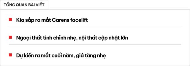 Kia Carens 2025 lộ diện rõ hơn: Ngoại thất tinh chỉnh, nội thất và trang bị an toàn dễ 'học' Seltos mới- Ảnh 1. Kia Carens 2025 lộ diện rõ hơn: Ngoại thất tinh chỉnh, nội thất và trang bị an toàn dễ 'học' Seltos mới- Ảnh 1.