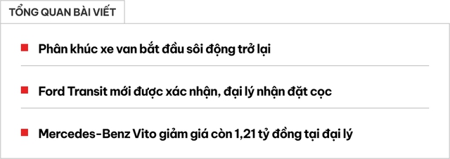 Xe van lại 'hot' tại Việt Nam: Ford Transit 2024 nhá ảnh chính thức, Mercedes Vito giảm giá kỷ lục- Ảnh 1. Xe van lại 'hot' tại Việt Nam: Ford Transit 2024 nhá ảnh chính thức, Mercedes Vito giảm giá kỷ lục- Ảnh 1.