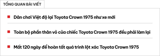 Dân chơi Việt độ lại Toyota Crown 49 năm tuổi như xe mới: Mất 120 ngày để hoàn thiện, có chi tiết giống Bentley- Ảnh 1.