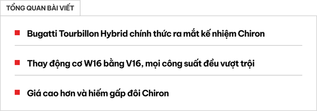 Bugatti Tourbillon Hybrid ra mắt: Mọi thông số khủng hơn Chiron, 0-100km/h chỉ trong 2 giây, tối đa 445km/h- Ảnh 1.