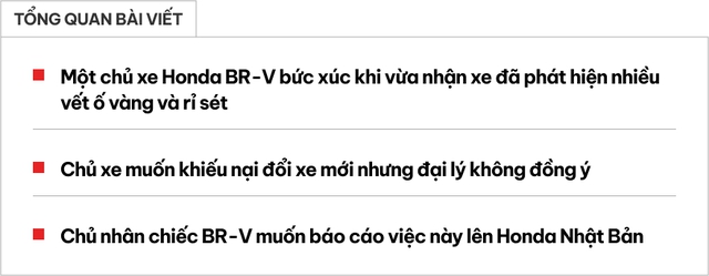 Vừa nhận Honda BR-V đã phát hiện hoen rỉ, chủ xe tại Vĩnh Phúc muốn đổi xe mới, hãng chỉ đồng ý thay phụ tùng và sơn lại- Ảnh 1. Vừa nhận Honda BR-V đã phát hiện hoen rỉ, chủ xe tại Vĩnh Phúc muốn đổi xe mới, hãng chỉ đồng ý thay phụ tùng và sơn lại- Ảnh 1.