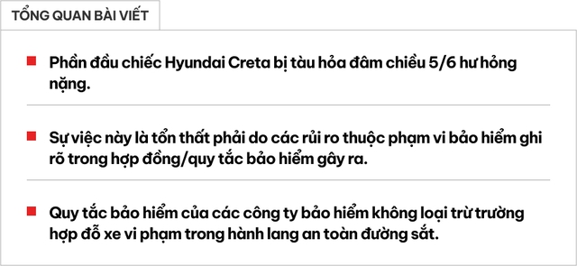 Hyundai Creta bị tàu hỏa đâm nát đầu khi đỗ cạnh đường ray, chuyên gia cho rằng chủ xe vẫn được bảo hiểm nếu đáp ứng một số điều kiện- Ảnh 1.