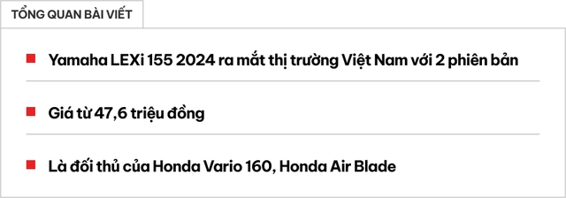 Yamaha LEXi 155 2024 ra mắt Việt Nam: Giá từ 47,6 triệu đồng, có ABS, kết nối điện thoại, làm khó Air Blade, Vario- Ảnh 1.