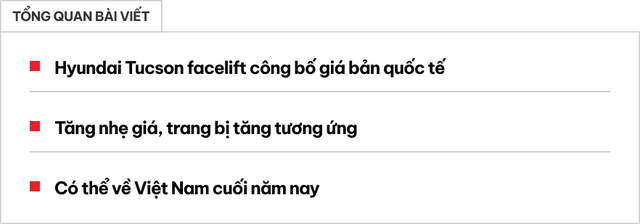 Hyundai Tucson 2025 bản quốc tế chính thức công bố trang bị và giá bán: Nâng cấp nhẹ, màn hình xịn, về Việt Nam khó tránh khỏi tăng giá- Ảnh 1. Hyundai Tucson 2025 bản quốc tế chính thức công bố trang bị và giá bán: Nâng cấp nhẹ, màn hình xịn, về Việt Nam khó tránh khỏi tăng giá- Ảnh 1.