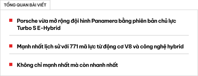 Porsche Panamera Turbo S E-Hybrid 2025 ra mắt: Bản mạnh nhất, nhanh nhất lịch sử- Ảnh 1. Porsche Panamera Turbo S E-Hybrid 2025 ra mắt: Bản mạnh nhất, nhanh nhất lịch sử- Ảnh 1.