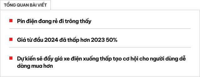 Ô tô điện dễ rẻ hơn hẳn trong thời gian tới nhờ giá thành pin giảm 50%- Ảnh 1. Ô tô điện dễ rẻ hơn hẳn trong thời gian tới nhờ giá thành pin giảm 50%- Ảnh 1.