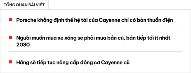 Porsche Cayenne sắp đổi sang động cơ điện hoàn toàn, hãng vẫn bán xe đời cũ cho ai thích máy xăng- Ảnh 1.