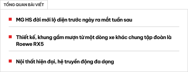 MG HS 2025 lộ ảnh thật: Lưới tản nhiệt hoàn toàn mới, màn hình đôi cỡ lớn, ra mắt tuần sau- Ảnh 1. MG HS 2025 lộ ảnh thật: Lưới tản nhiệt hoàn toàn mới, màn hình đôi cỡ lớn, ra mắt tuần sau- Ảnh 1.
