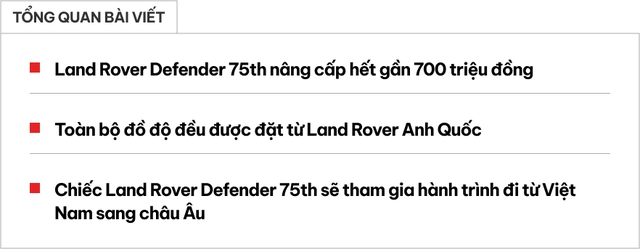 Dân chơi Bình Dương độ lại Land Rover Defender 7 tỷ đồng: Tốn gần 700 triệu, toàn đồ chính hãng, chuẩn bị cho hành trình vòng quanh thế giới- Ảnh 1. Dân chơi Bình Dương độ lại Land Rover Defender 7 tỷ đồng: Tốn gần 700 triệu, toàn đồ chính hãng, chuẩn bị cho hành trình vòng quanh thế giới- Ảnh 1.
