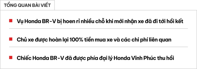 Chủ xe Honda BR-V hoen rỉ được hoàn lại 100% tiền, hãng lo toàn bộ chi phí liên quan và lấy lại xe- Ảnh 1. Chủ xe Honda BR-V hoen rỉ được hoàn lại 100% tiền, hãng lo toàn bộ chi phí liên quan và lấy lại xe- Ảnh 1.