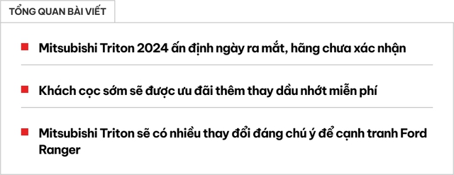 Mitsubishi Triton 2024 nhận cọc kèm tặng thay dầu nhớt: Dự kiến ra mắt ngay giữa tháng 9, lột xác để đấu Ranger, nhưng vẫn có điểm không bằng- Ảnh 1. Mitsubishi Triton 2024 nhận cọc kèm tặng thay dầu nhớt: Dự kiến ra mắt ngay giữa tháng 9, lột xác để đấu Ranger, nhưng vẫn có điểm không bằng- Ảnh 1.