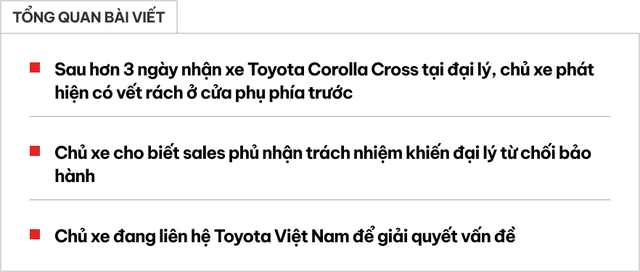 Phát hiện Toyota Corolla Cross bị rách ở cửa, chủ xe tại Thanh Hóa nghi sales giấu lỗi khiến xe không được bảo hành- Ảnh 1. Phát hiện Toyota Corolla Cross bị rách ở cửa, chủ xe tại Thanh Hóa nghi sales giấu lỗi khiến xe không được bảo hành- Ảnh 1.