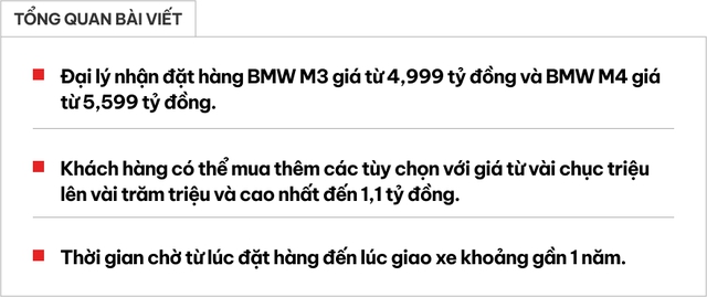 BMW M3, M4 nhận cọc tại Việt Nam: Giá từ gần 5 tỷ, có ‘option’ hơn 1 tỷ, chờ gần 1 năm mới có xe- Ảnh 1.