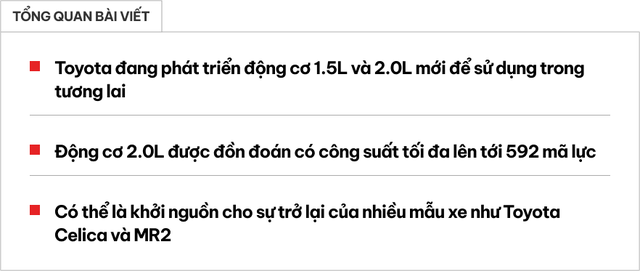 Toyota làm máy xăng 2.0L mạnh gần 600 mã lực, trang bị cho mẫu xe huyền thoại này- Ảnh 1. Toyota làm máy xăng 2.0L mạnh gần 600 mã lực, trang bị cho mẫu xe huyền thoại này- Ảnh 1.